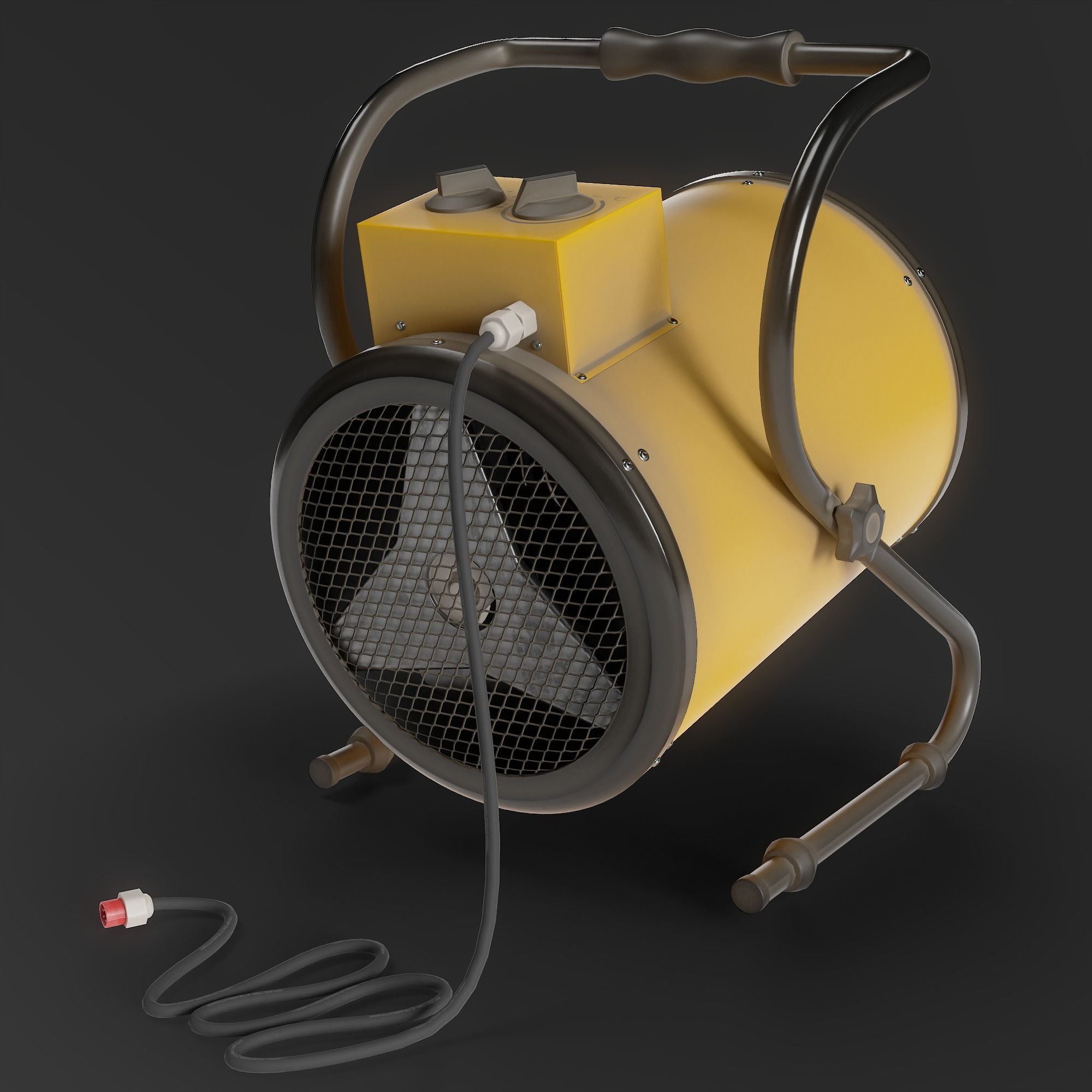 Electric Industrial Space Heater Workshop Warmer Air Heater Low-poly 3D model_9