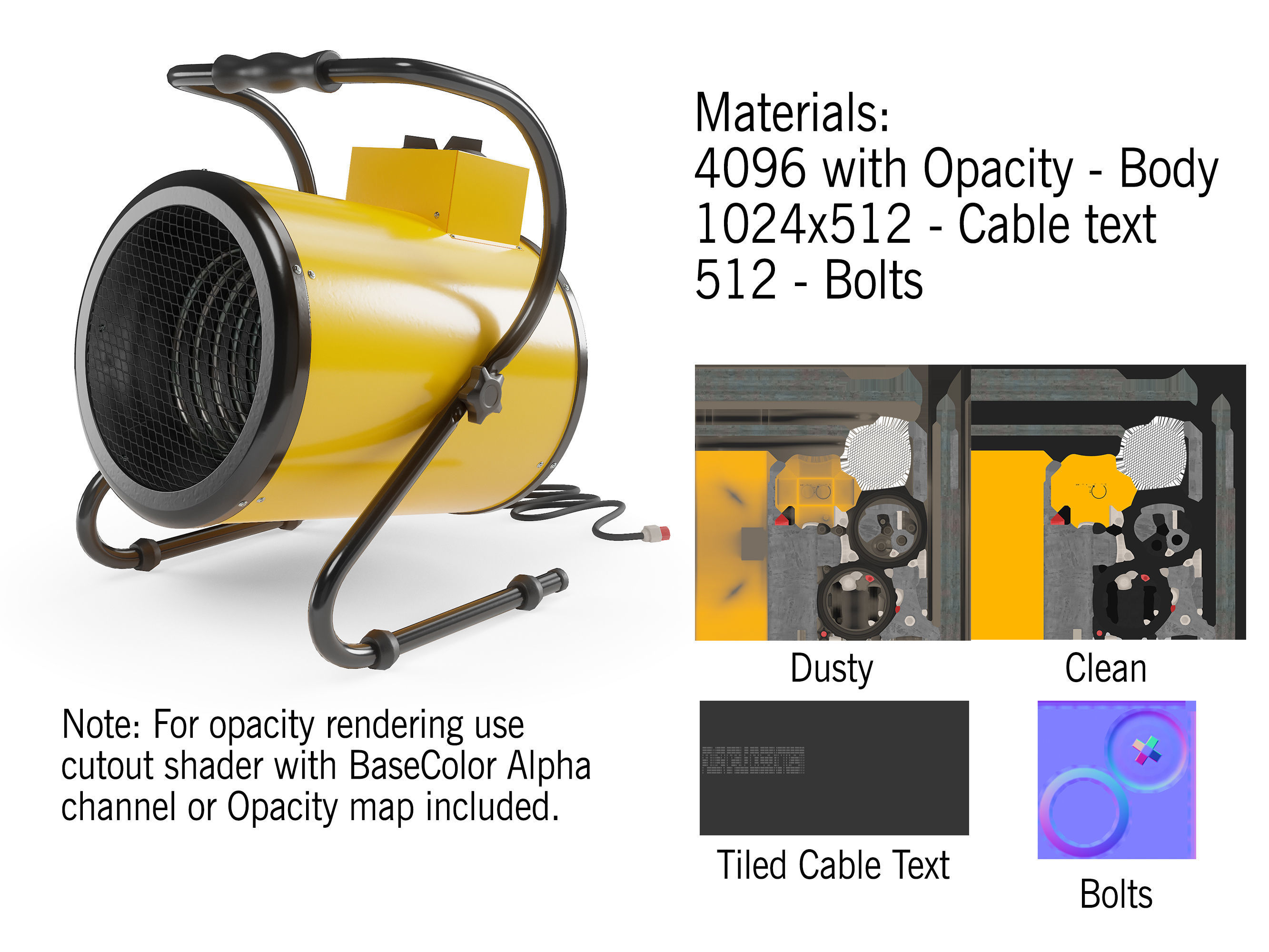 Electric Industrial Space Heater Workshop Warmer Air Heater Low-poly 3D model_2