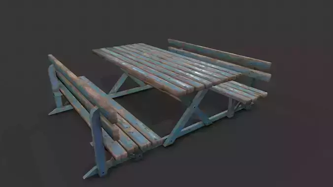 Old Painted Picnic Table PBR