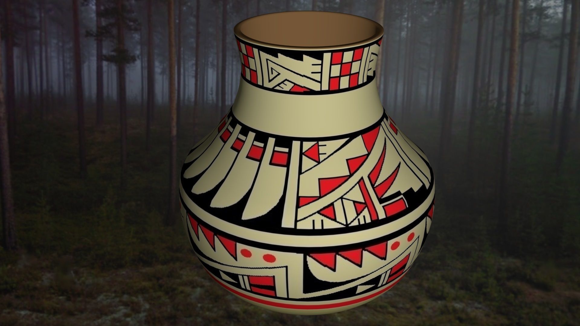 Native American pottery 2 3D print model_4