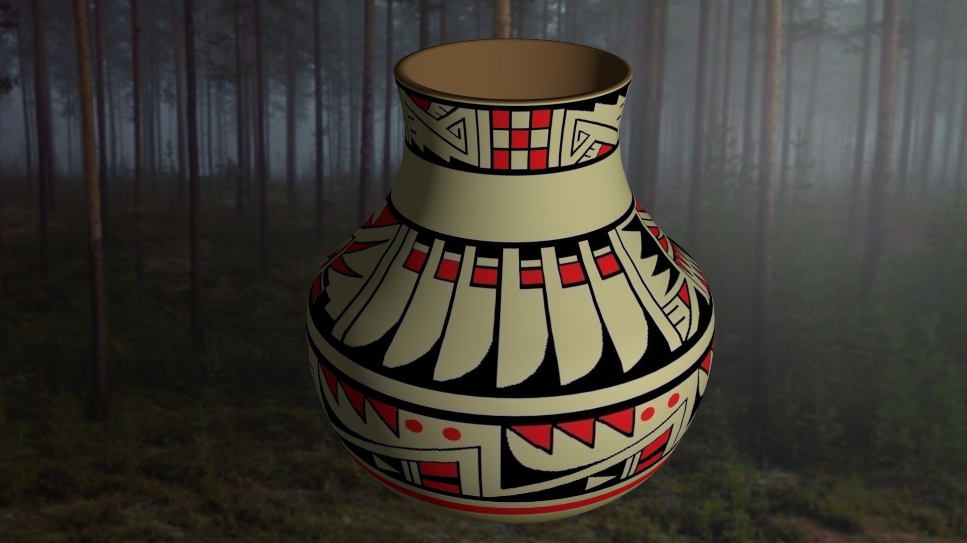 Native American pottery 2 3D print model_2