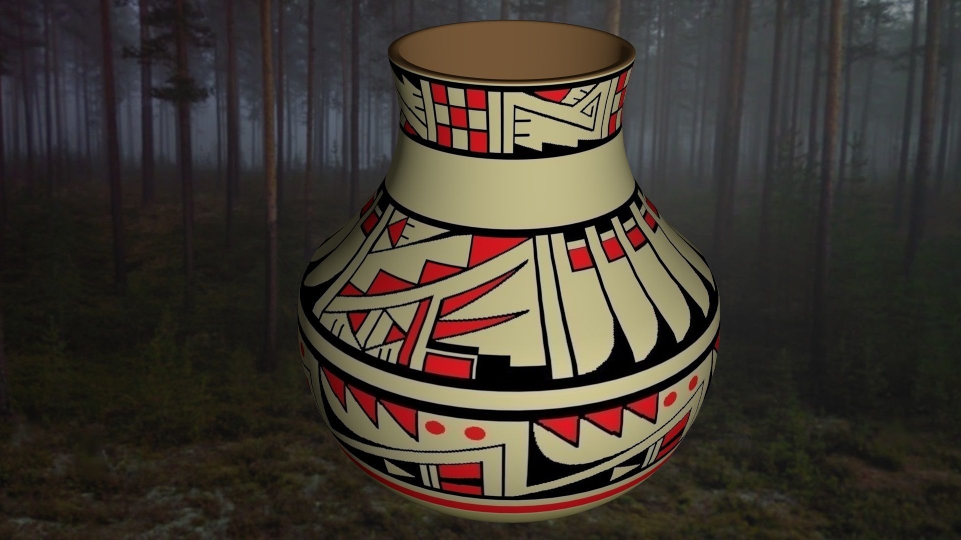 Native American pottery 2 3D print model_3