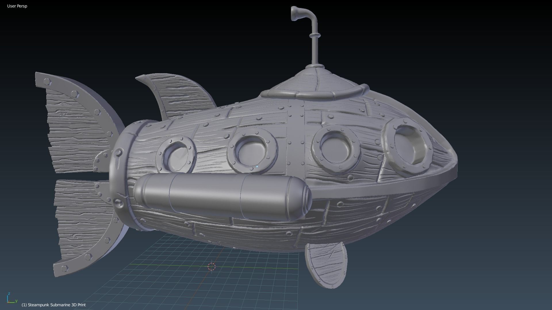 Steampunk Submarine 3D Print Model 3D print model_2