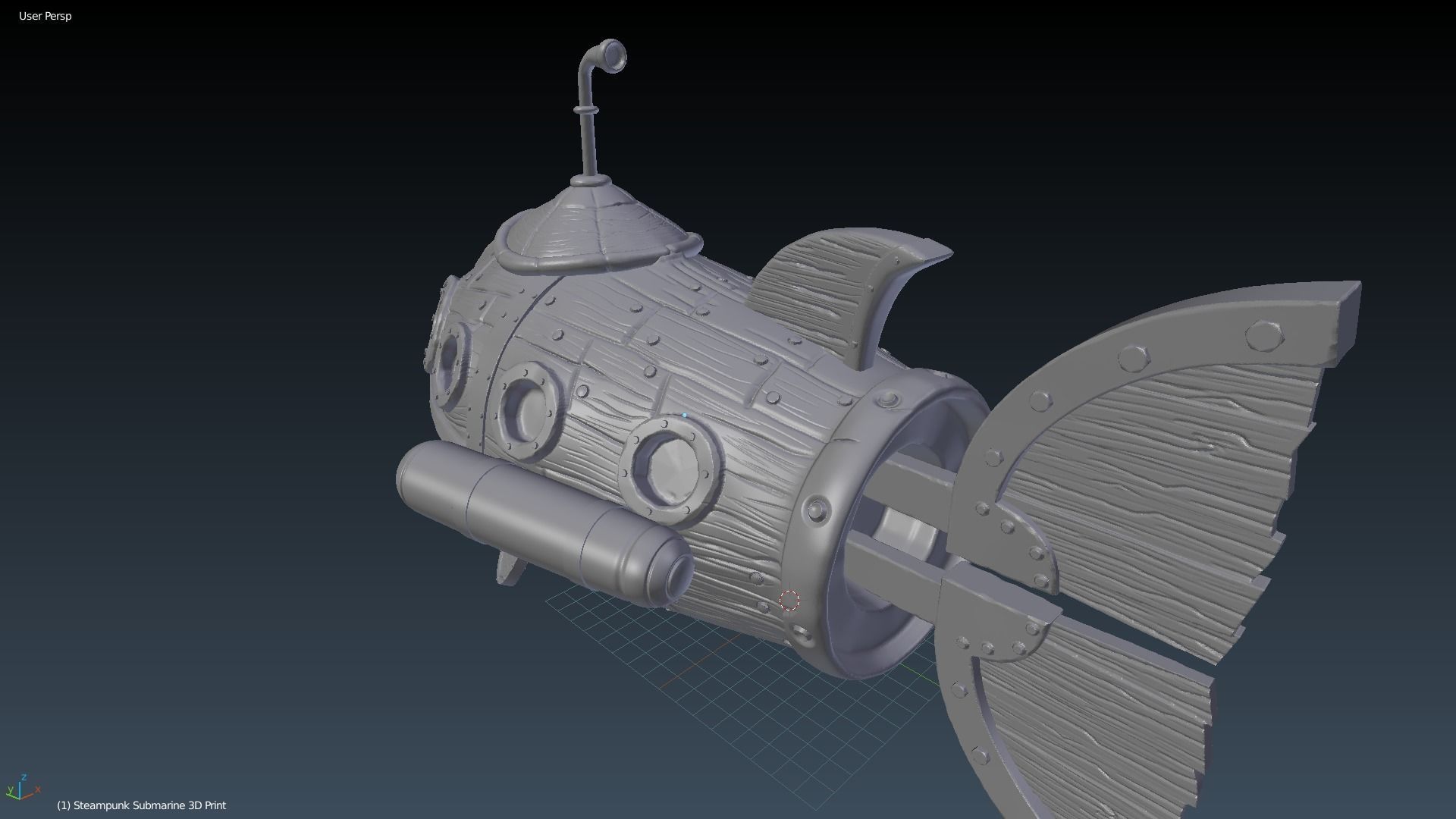 Steampunk Submarine 3D Print Model 3D print model_4