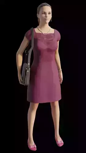 Human female character Jennifer with purple dress 
