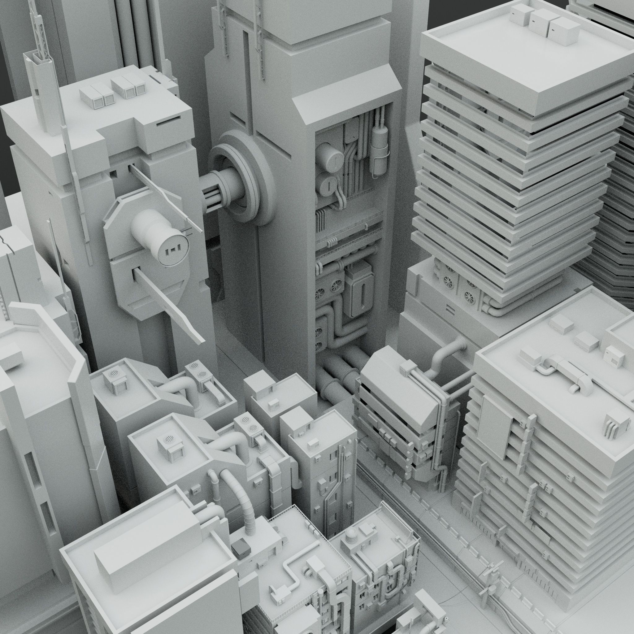 Cyberpunk city Free 3D model_10