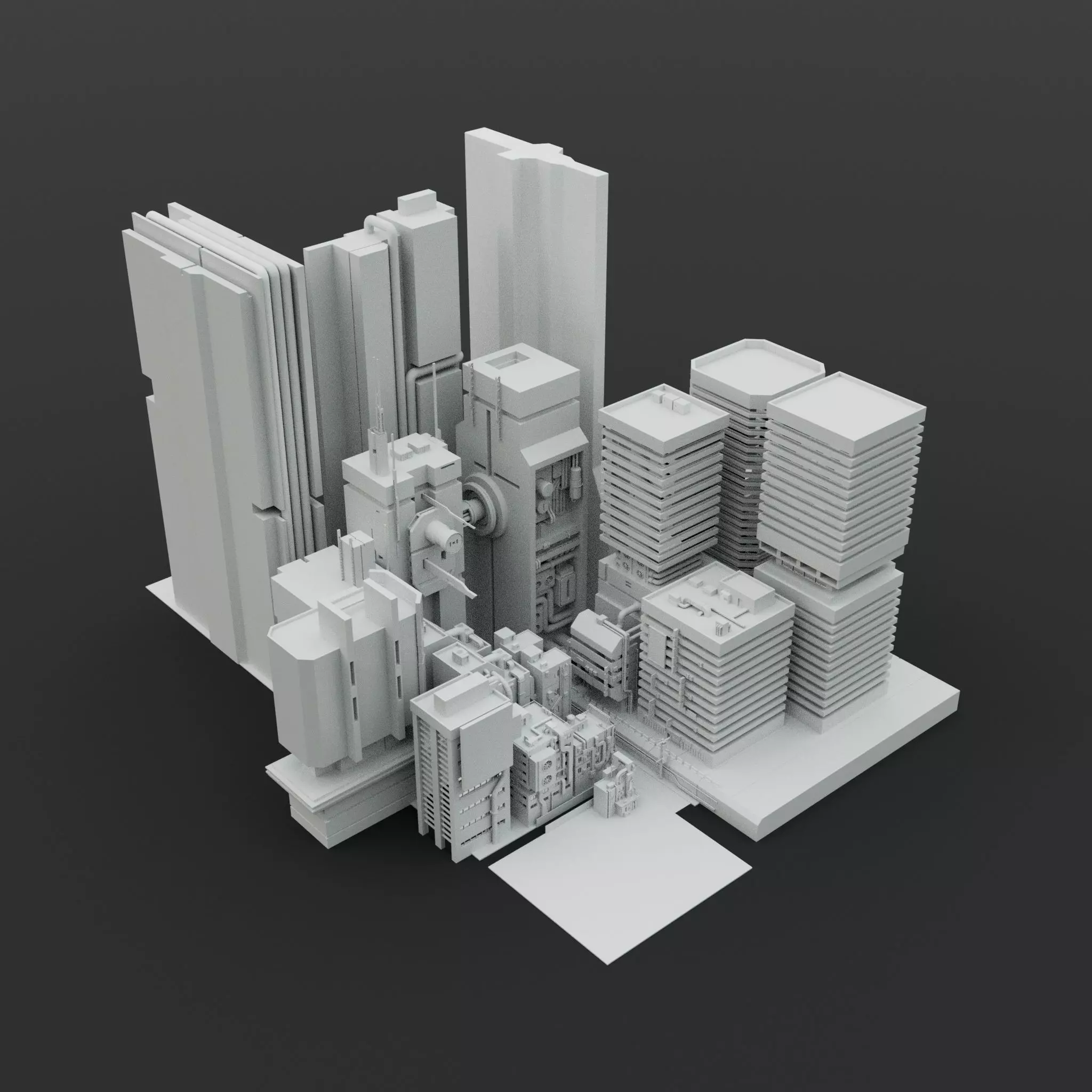 Cyberpunk city Free 3D model_0