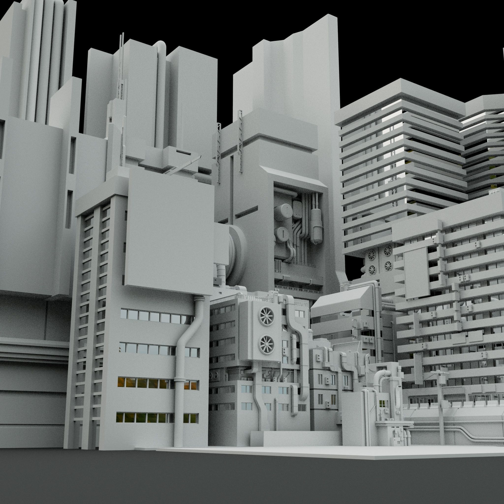 Cyberpunk city Free 3D model_8