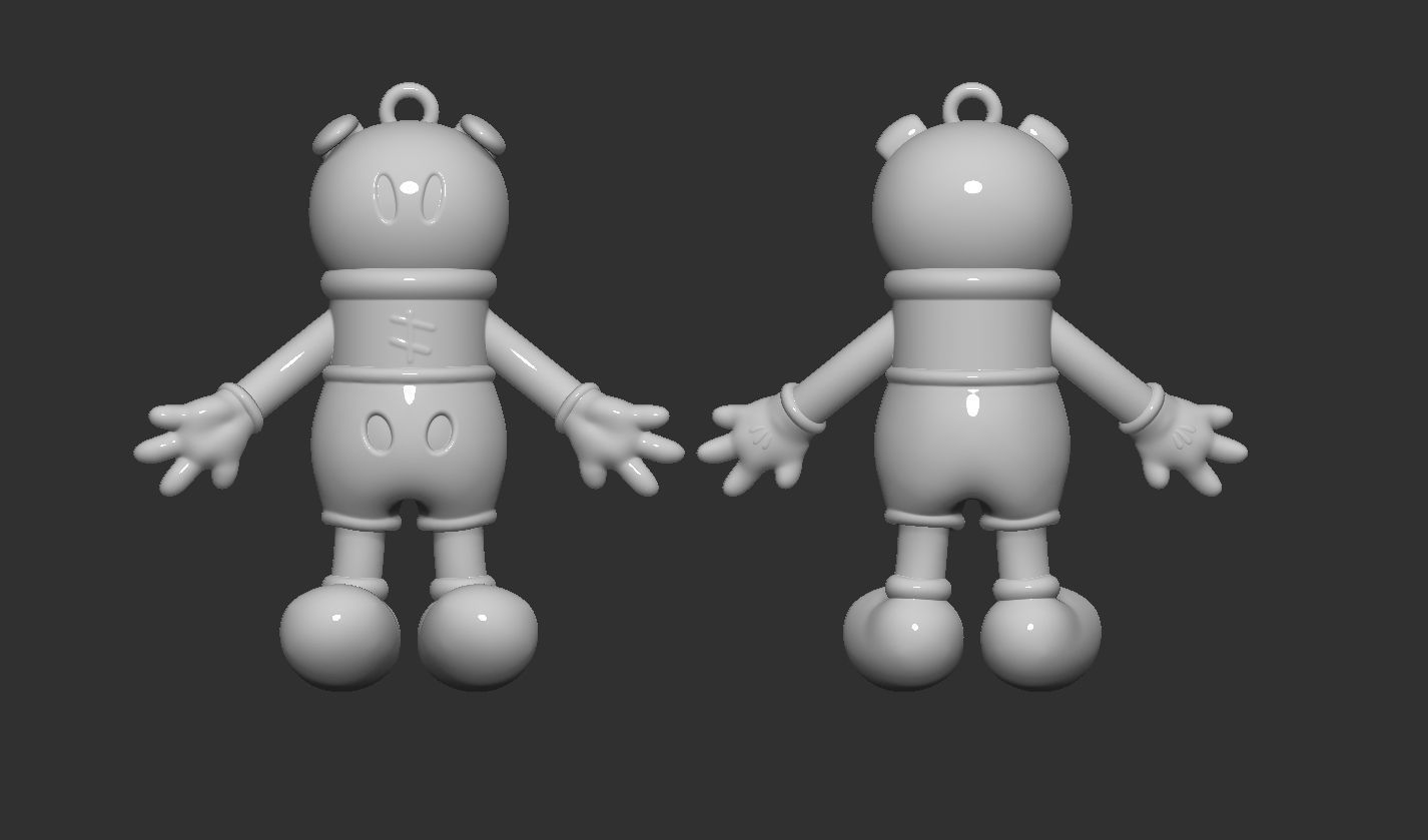 Mickey Mouse style toy  for key chain 3D print model_4