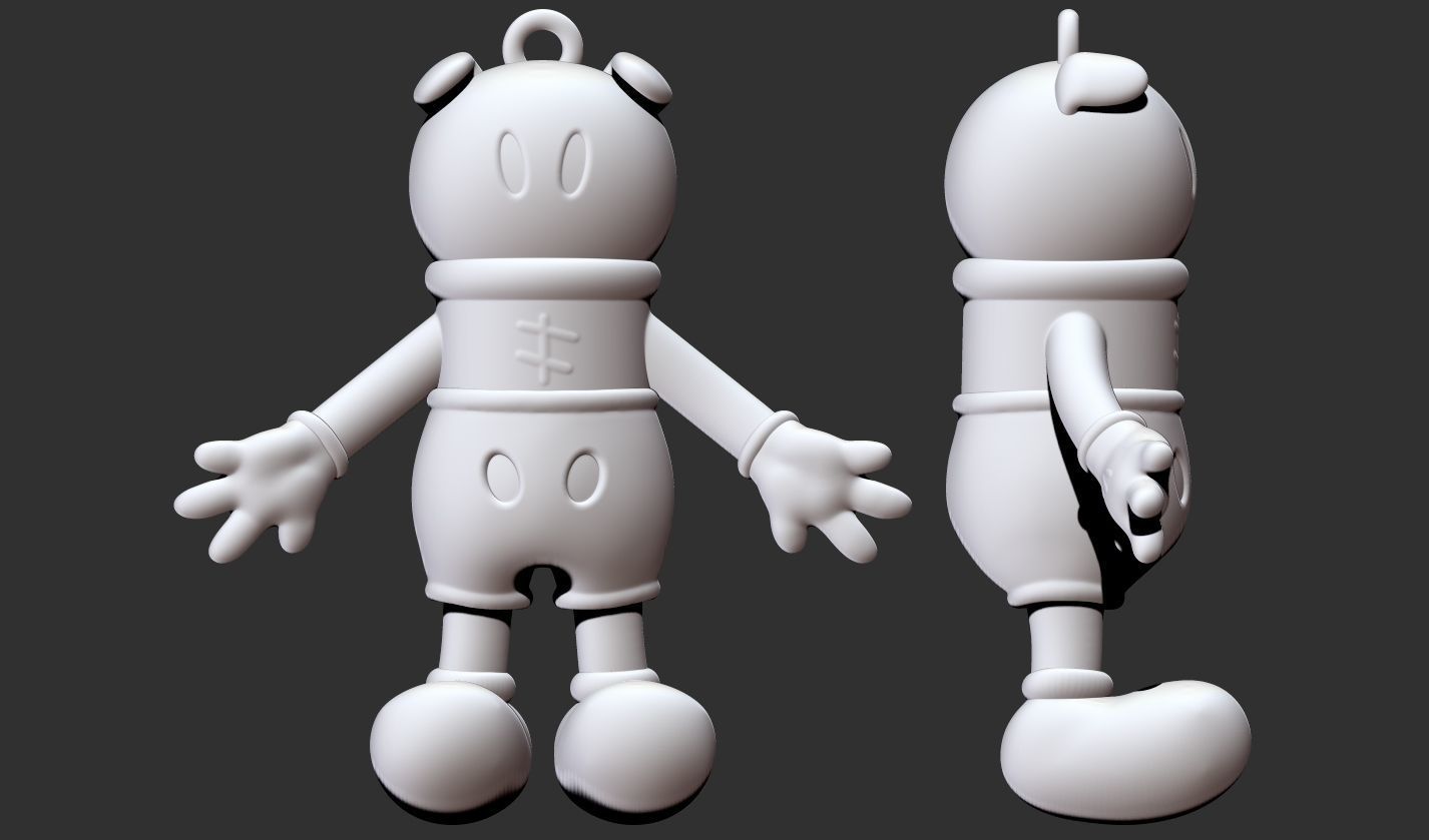 Mickey Mouse style toy  for key chain 3D print model_6