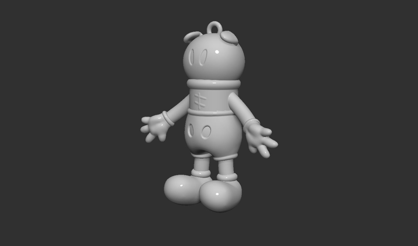 Mickey Mouse style toy  for key chain 3D print model_2
