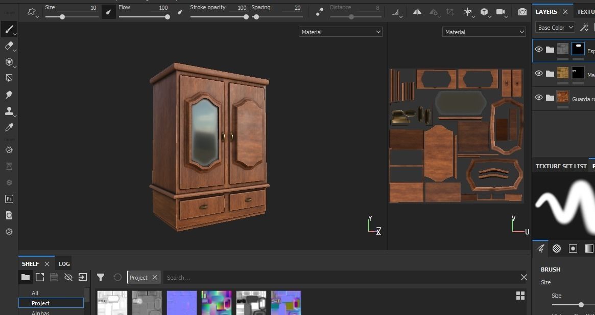 Wardrobe wooden Low-poly 3D model_6