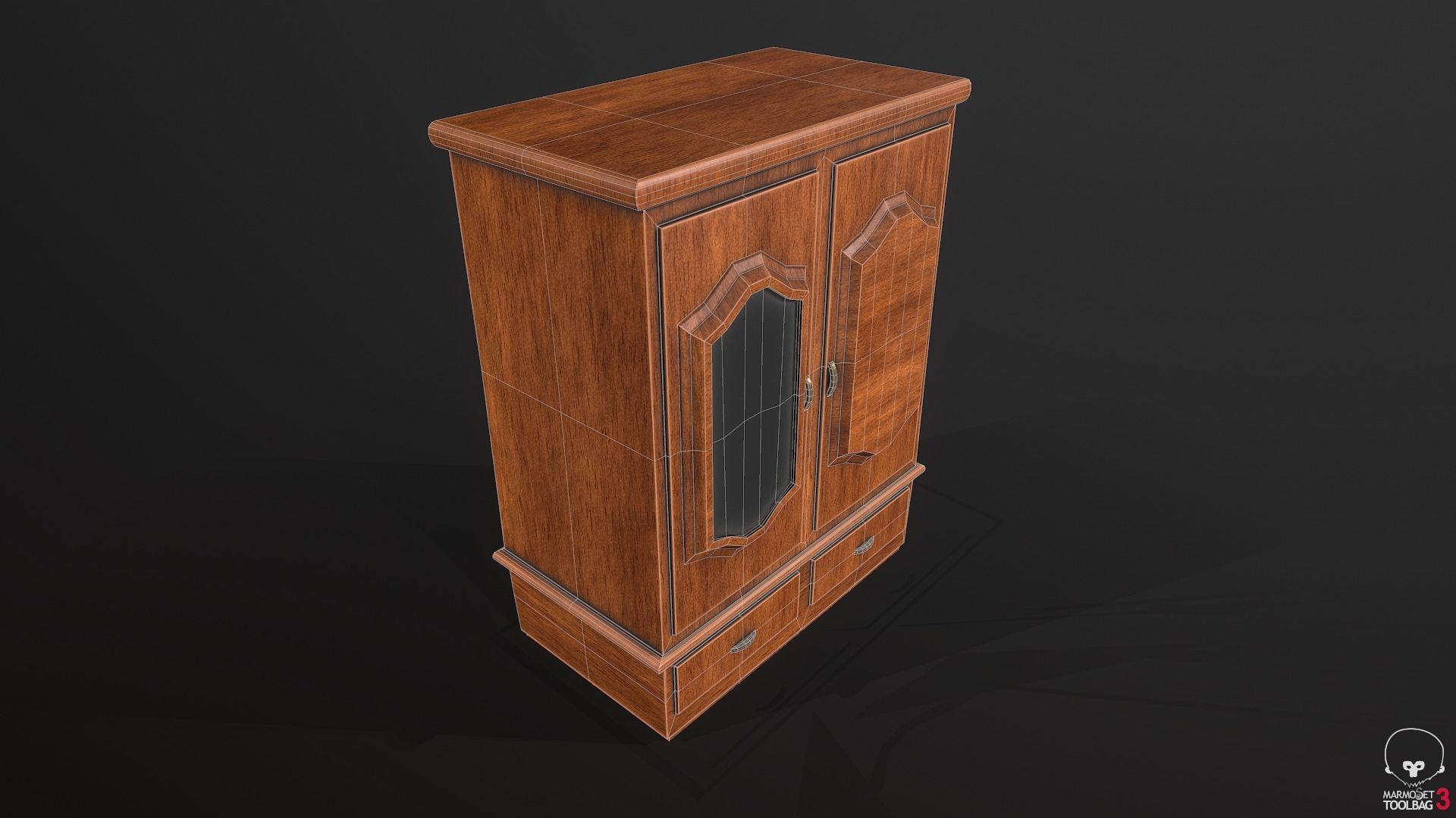 Wardrobe wooden Low-poly 3D model_8