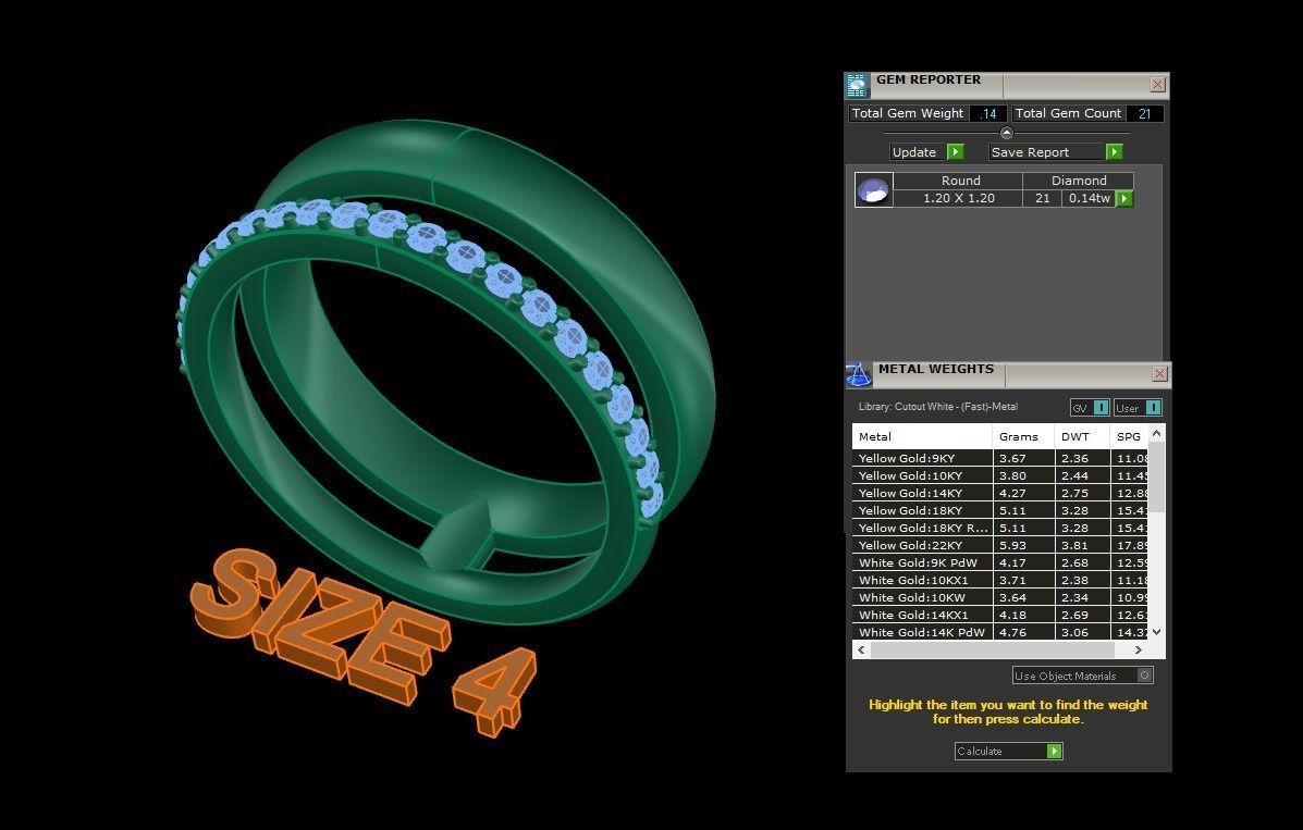DOUBLE ROW STACK DIAMOND BAND RING SIZE 4 3D print model_5