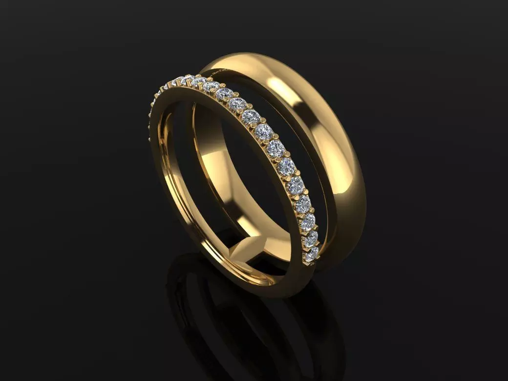 DOUBLE ROW STACK DIAMOND BAND RING SIZE 4 3D print model_0