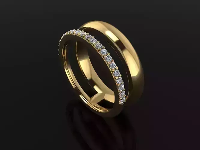 DOUBLE ROW STACK DIAMOND BAND RING SIZE 4