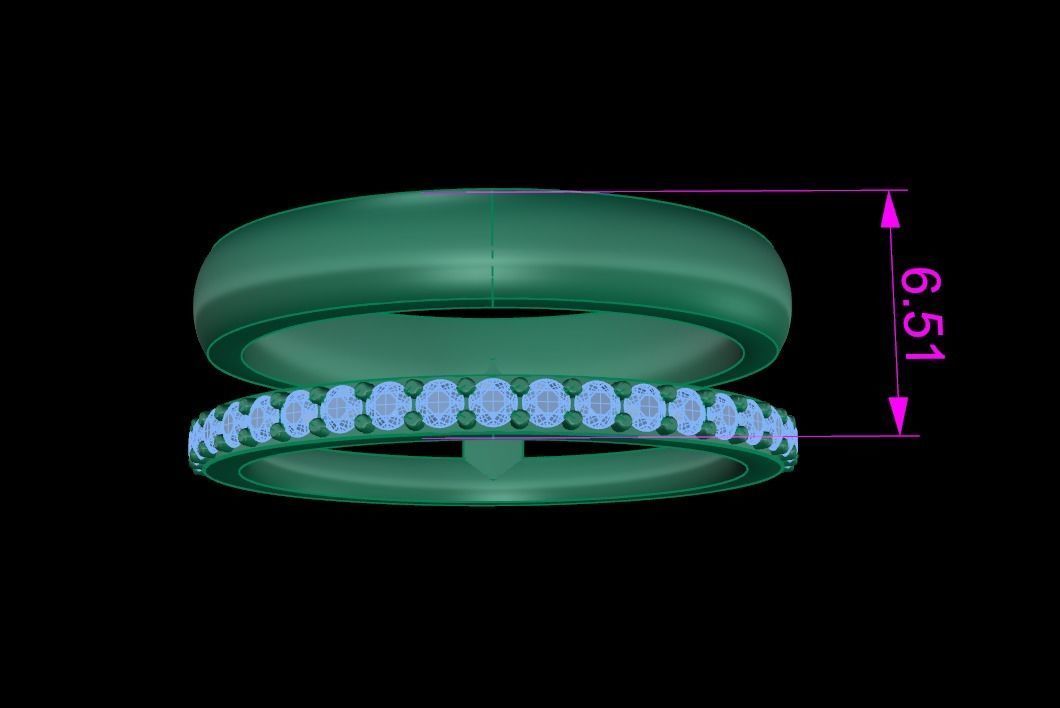 DOUBLE ROW STACK DIAMOND BAND RING SIZE 4 3D print model_9