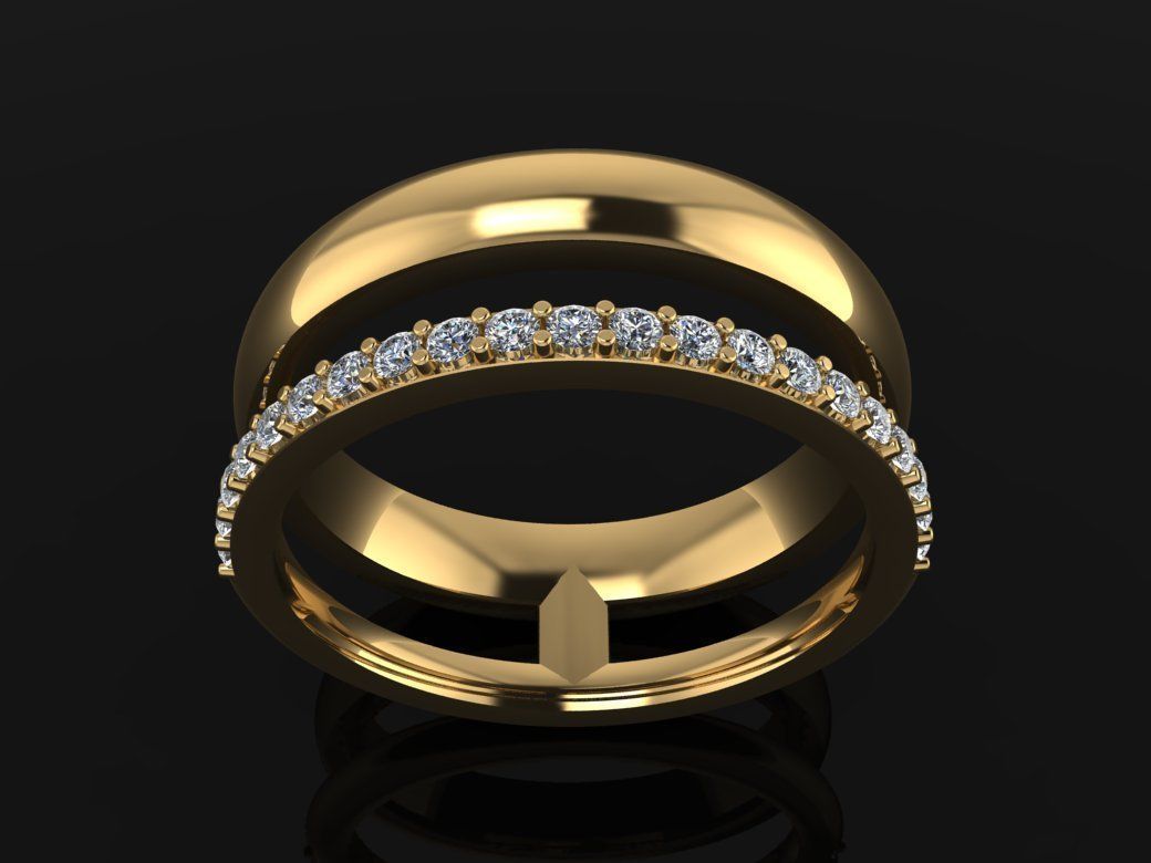 DOUBLE ROW STACK DIAMOND BAND RING SIZE 4 3D print model_2