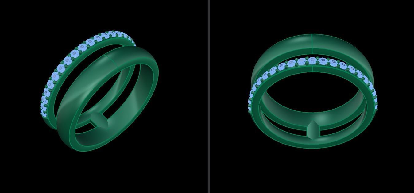 DOUBLE ROW STACK DIAMOND BAND RING SIZE 4 3D print model_11