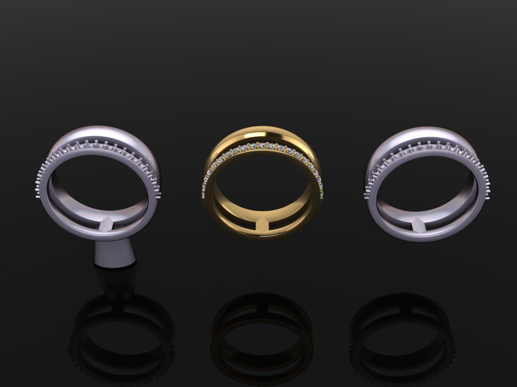DOUBLE ROW STACK DIAMOND BAND RING SIZE 4 3D print model_1