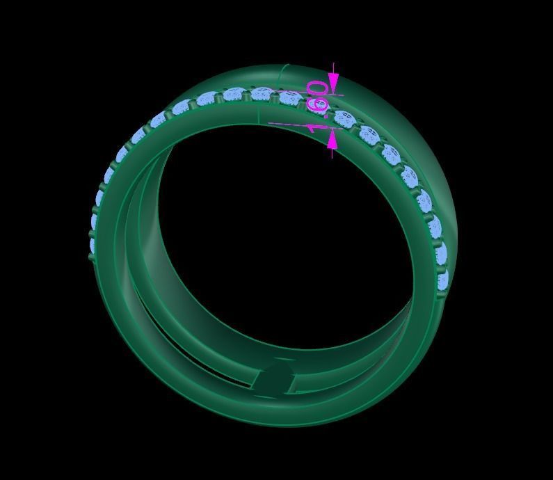 DOUBLE ROW STACK DIAMOND BAND RING SIZE 4 3D print model_8