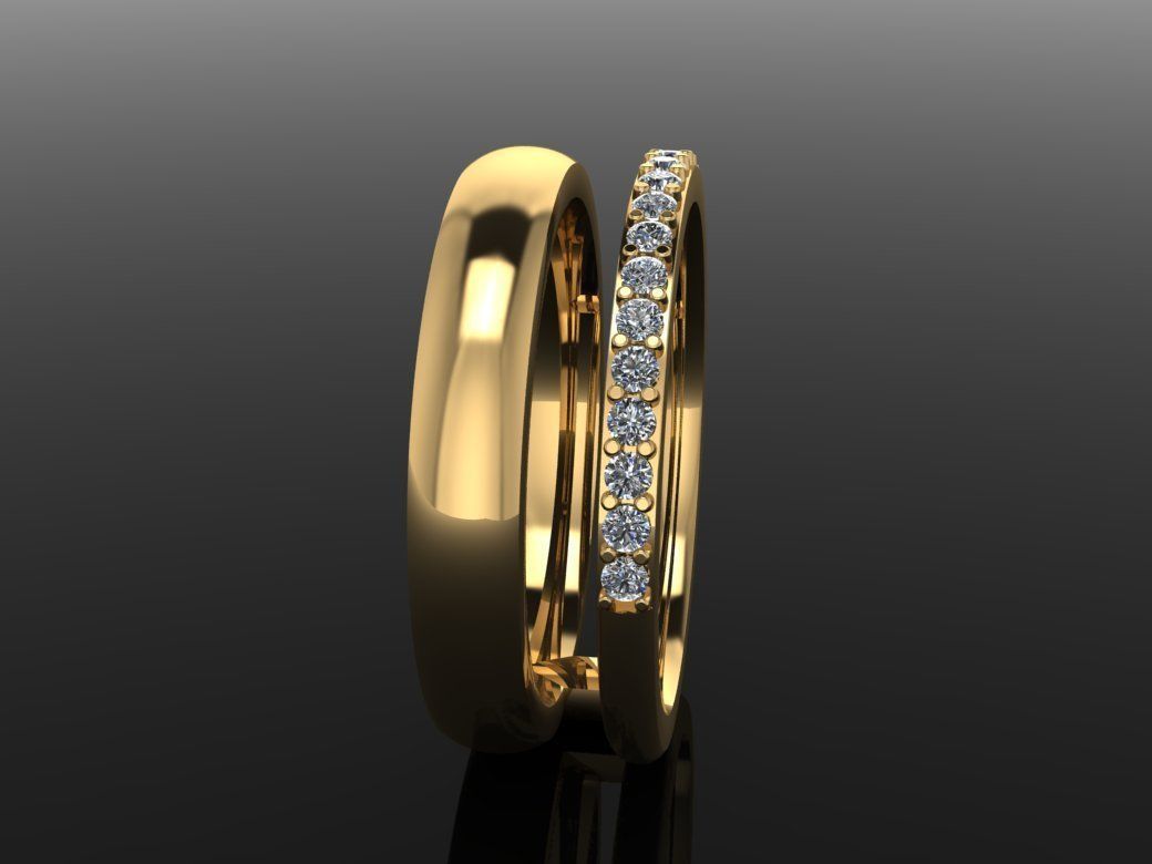 DOUBLE ROW STACK DIAMOND BAND RING SIZE 4 3D print model_4
