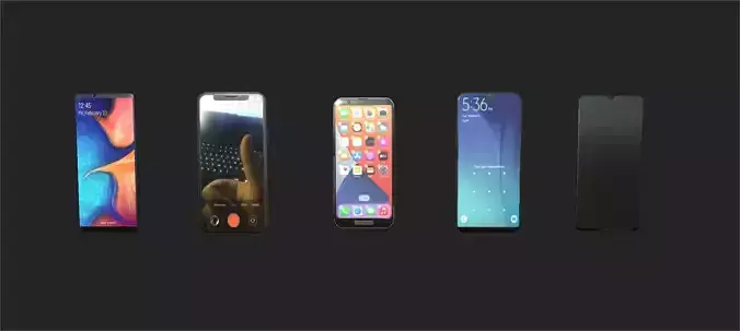 5 phone pack - PBR ready 3D model