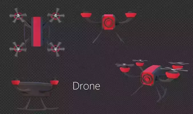 Lowpoly drone different drones