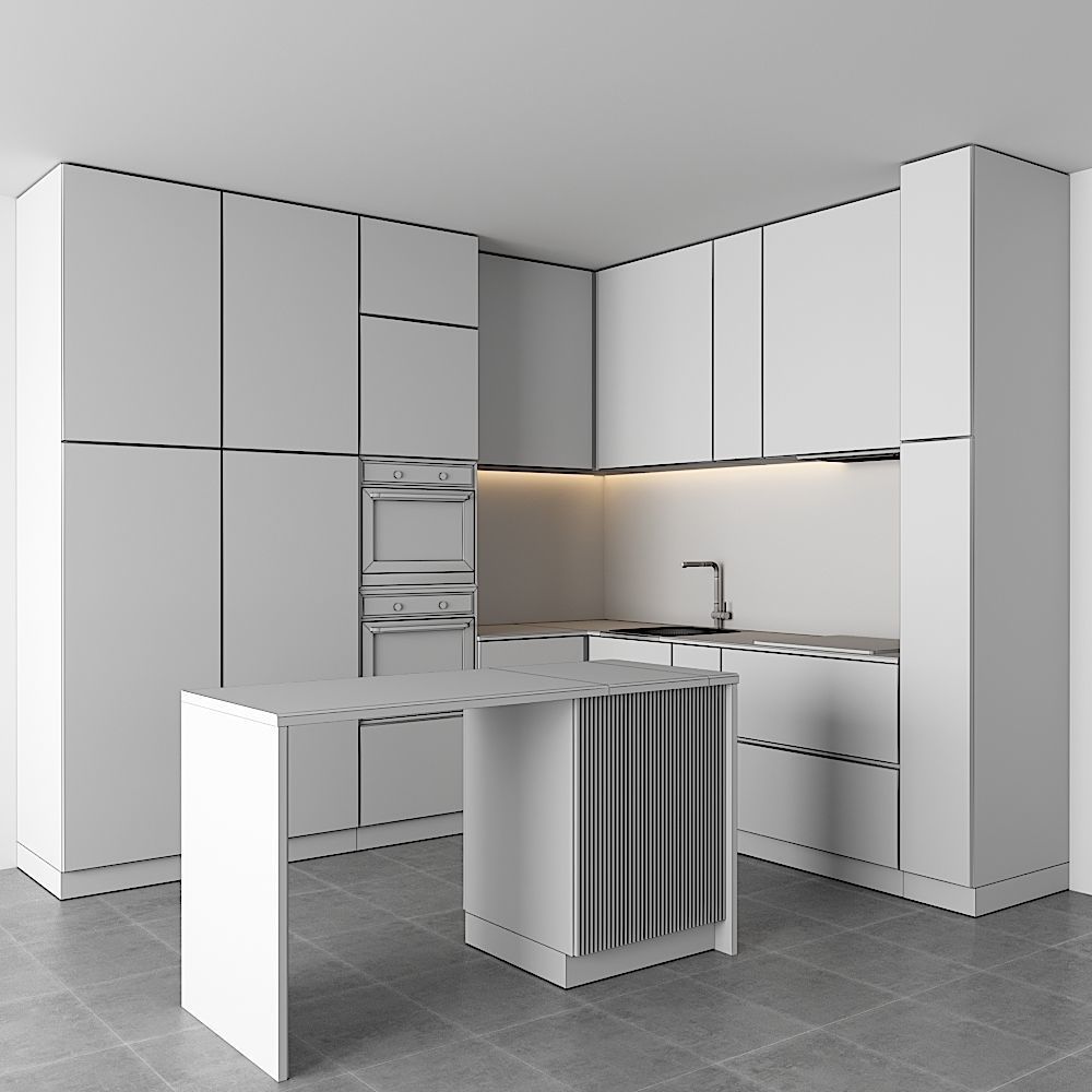 modern kitchen Free 3D model_3