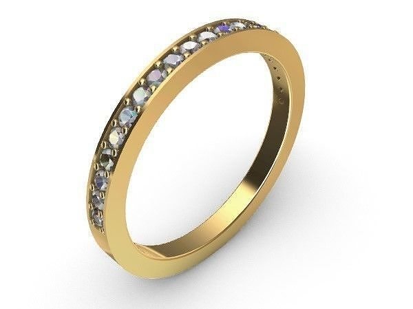 wedding ring with 2 bed pave setting width 2mm medium Weight Free 3D print model