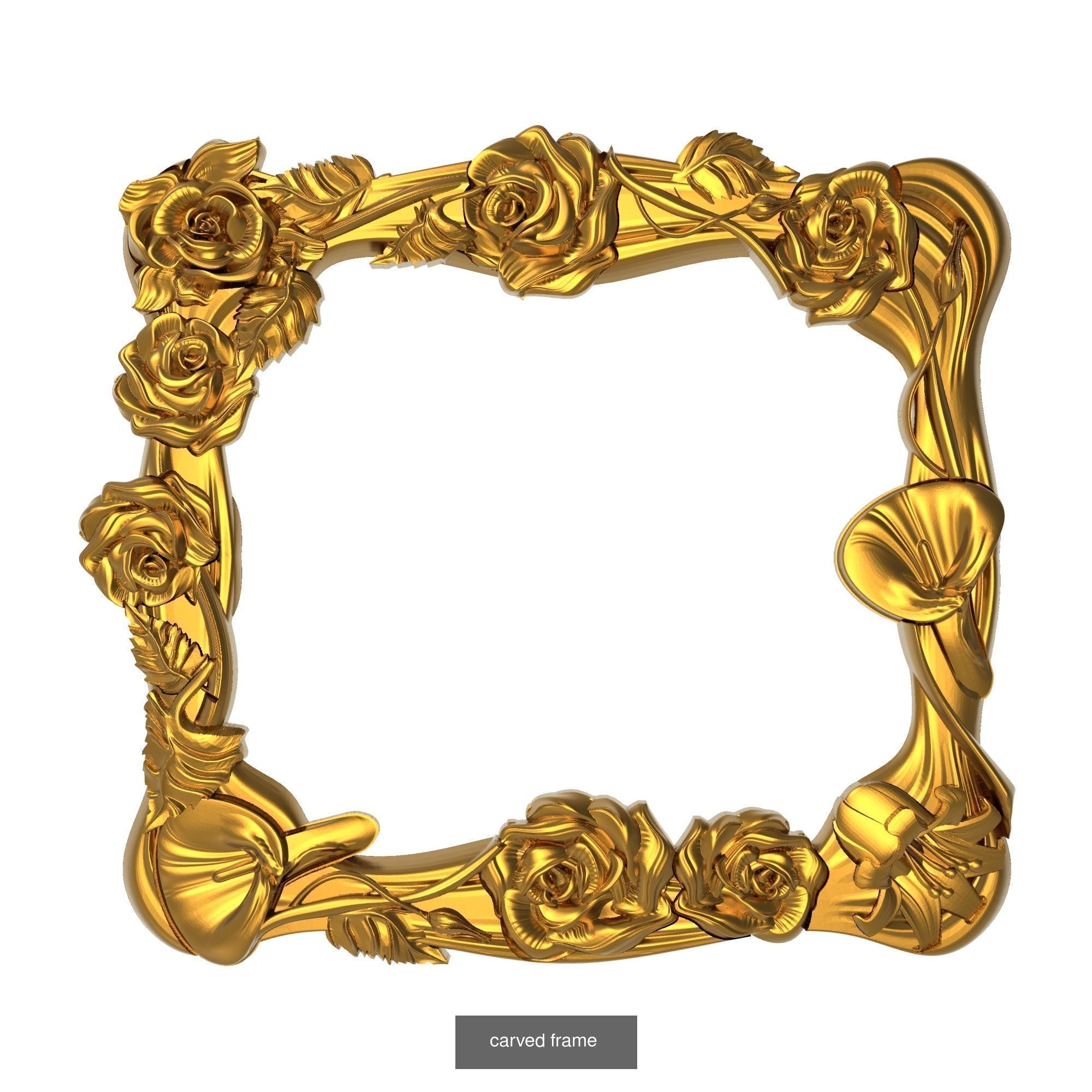 5 carved frames set 3D Model Collection_2
