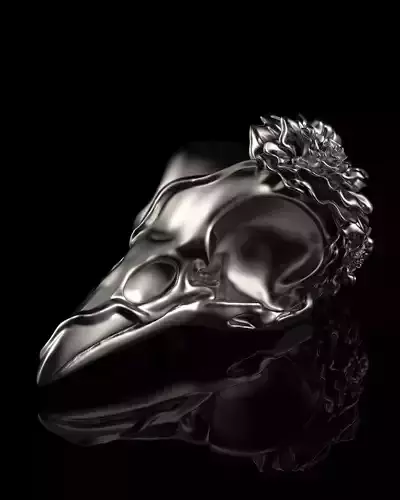 Crow raven skull with flowers pendant 3d print model 3D print model