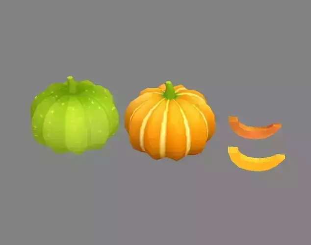 Cartoon Vegetable - pumpkin and piece Low-poly 3D model
