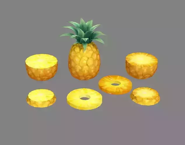 Cartoon fruit - pineapple and slice