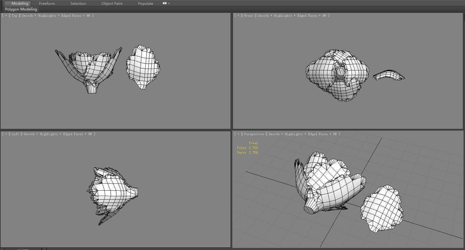 Cartoon Vegetable - lettuce and leaf - green salad Low-poly 3D model_5