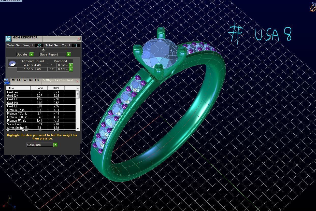 ZDR028 solitaire diamond ring gold 3D print model_6