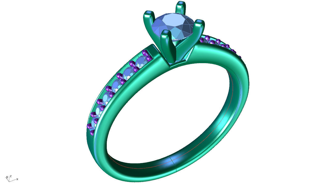 ZDR028 solitaire diamond ring gold 3D print model_5
