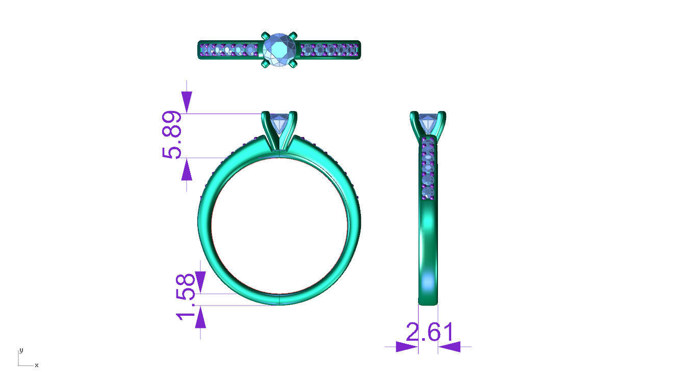 ZDR028 solitaire diamond ring gold 3D print model_4