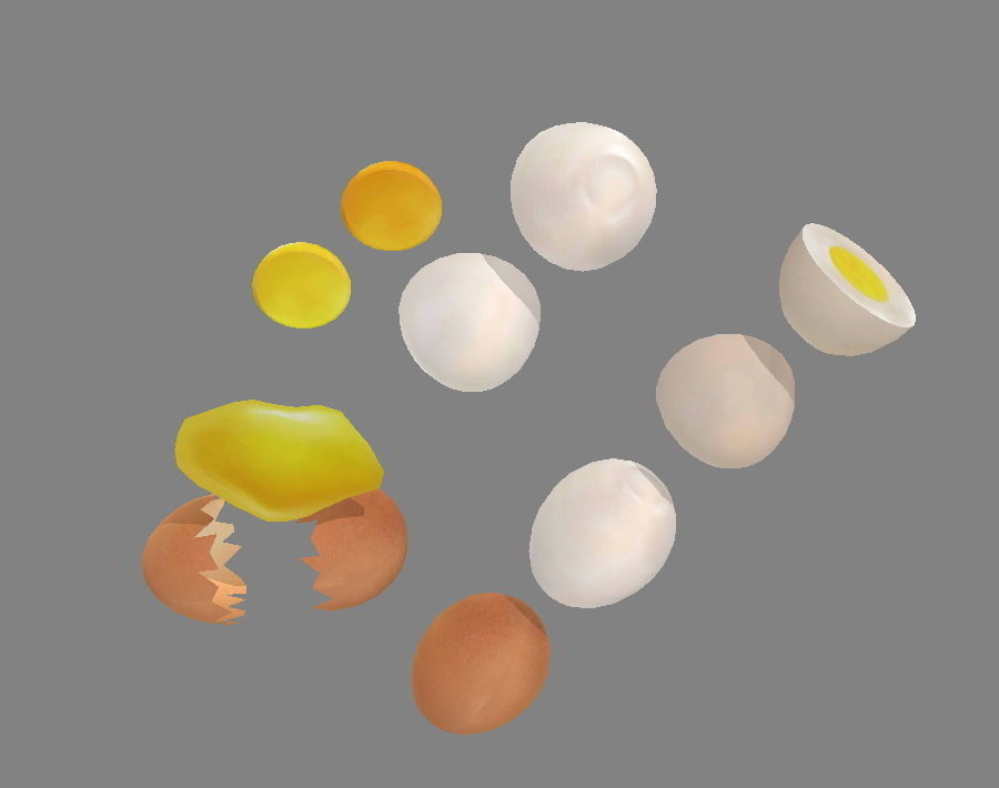 A pile of eggs - soft-boiled eggs -yolk-eggshells-broken eggs Low-poly 3D model_3
