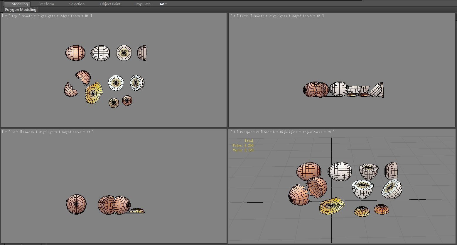 A pile of eggs - soft-boiled eggs -yolk-eggshells-broken eggs Low-poly 3D model_5