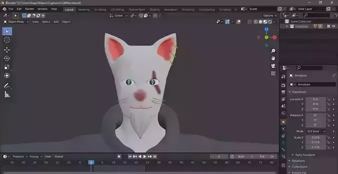 CatMan NonRig Free low-poly 3D model