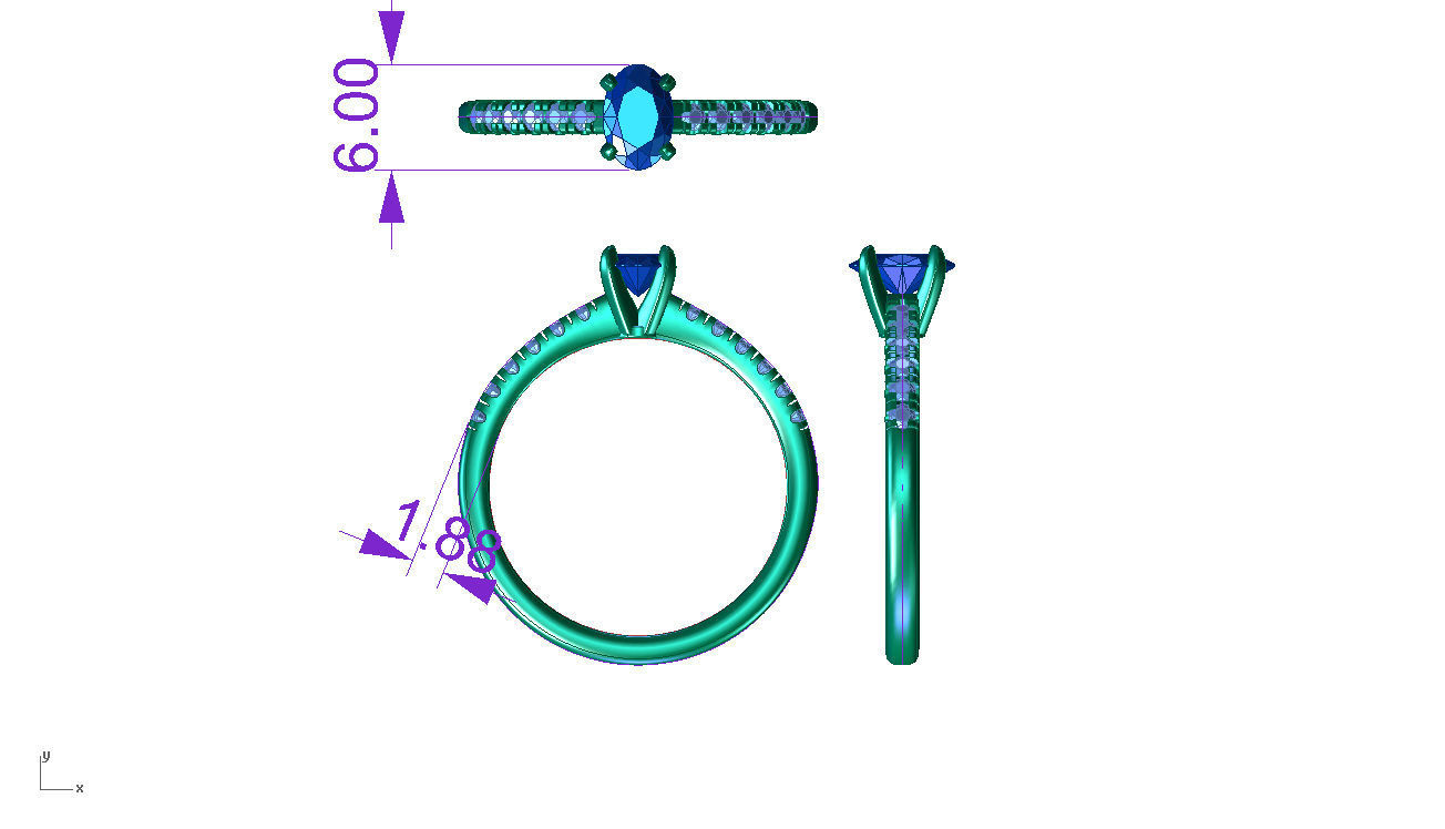 ZDR032 sapphire and diamond engagement ring 3D print model_4