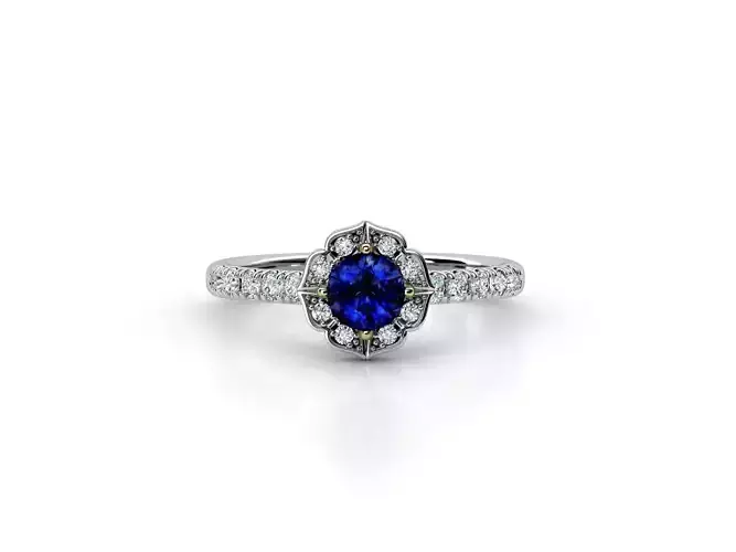 ZDR033 oval sapphire and diamond ring