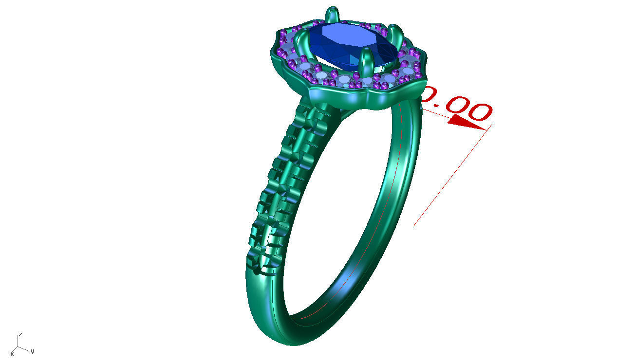 ZDR035 topaz and diamond ring 3D print model_5