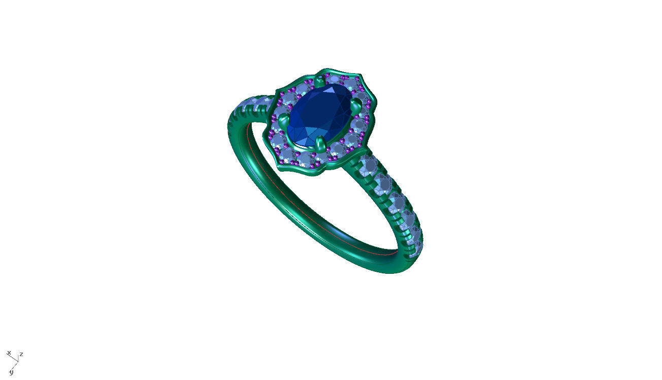 ZDR035 topaz and diamond ring 3D print model_7