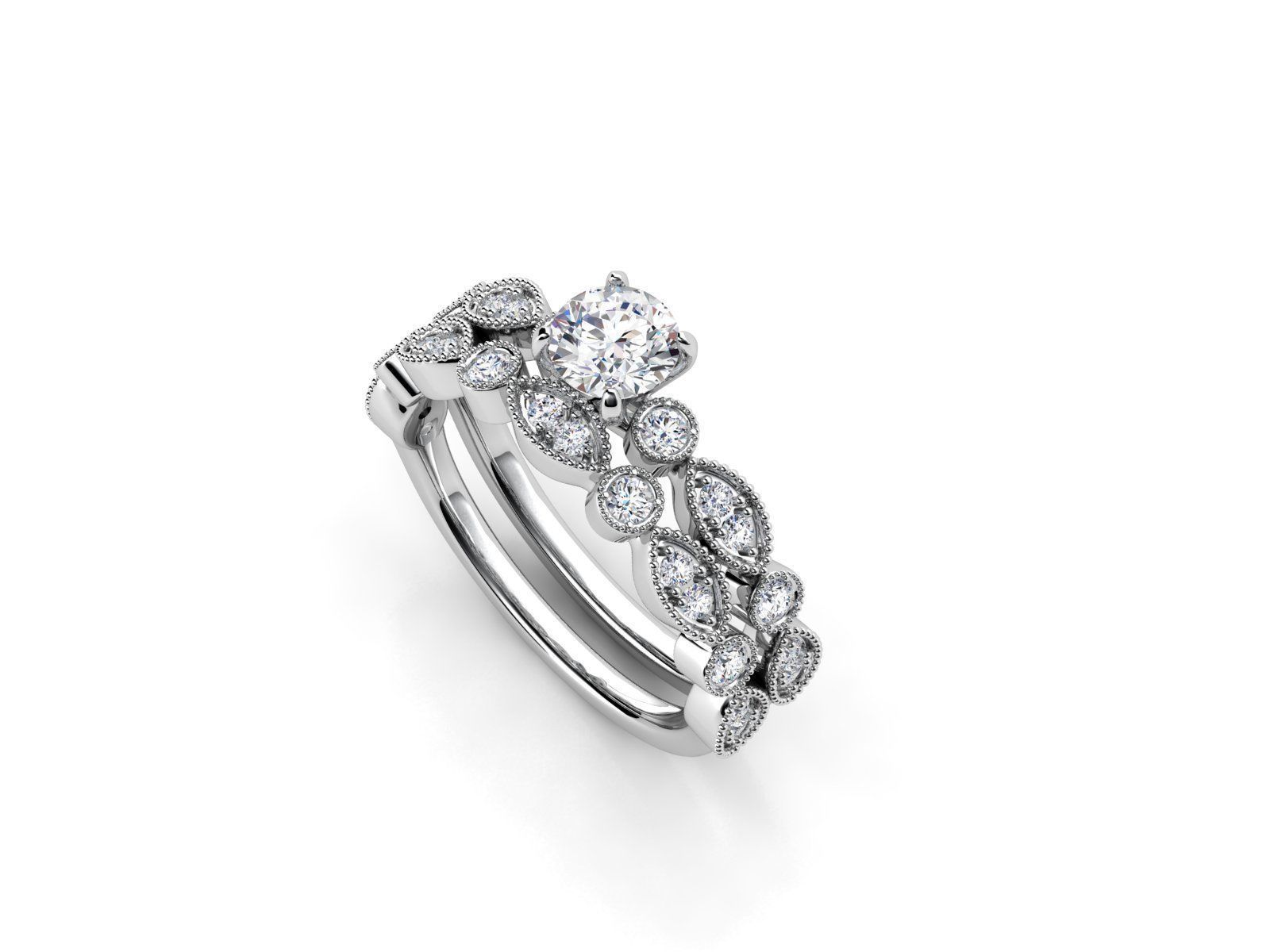 ZDR036 diamond engagement ring gold 3D print model_1