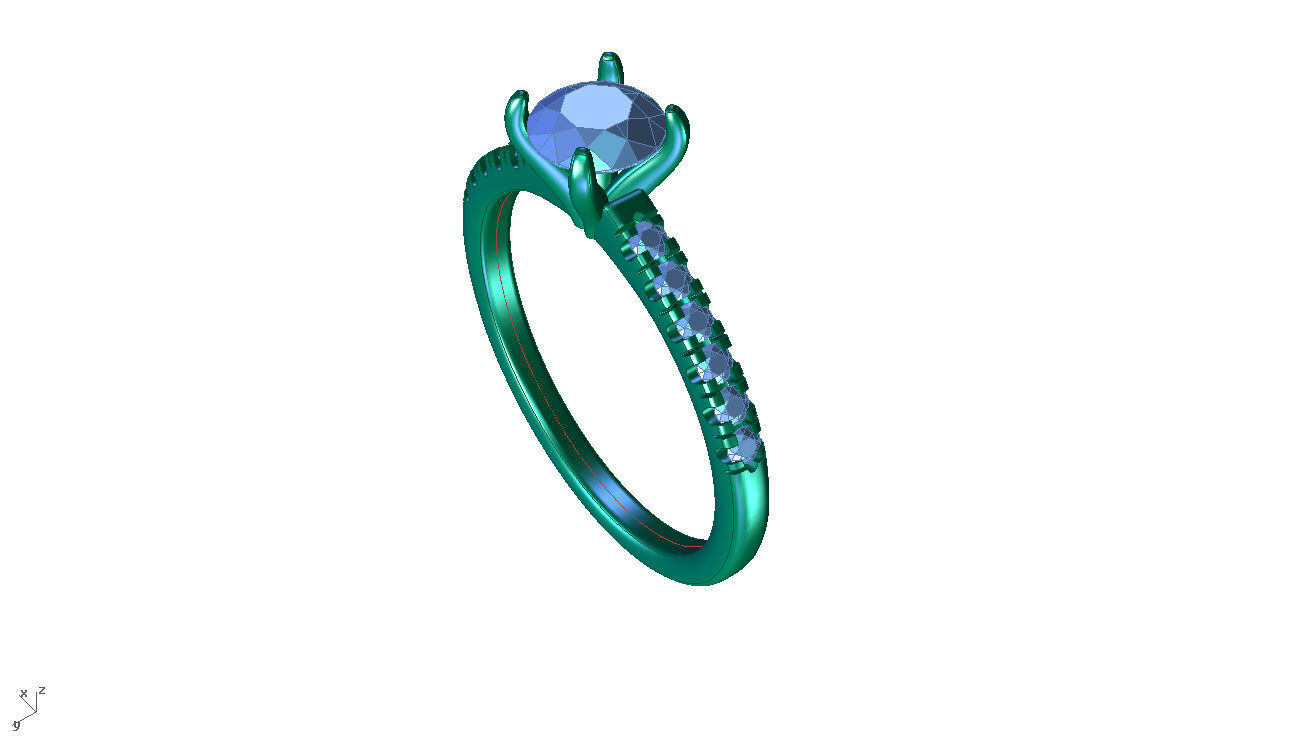 ZDR037 solitaire diamond engagement ring gold 3D print model_5