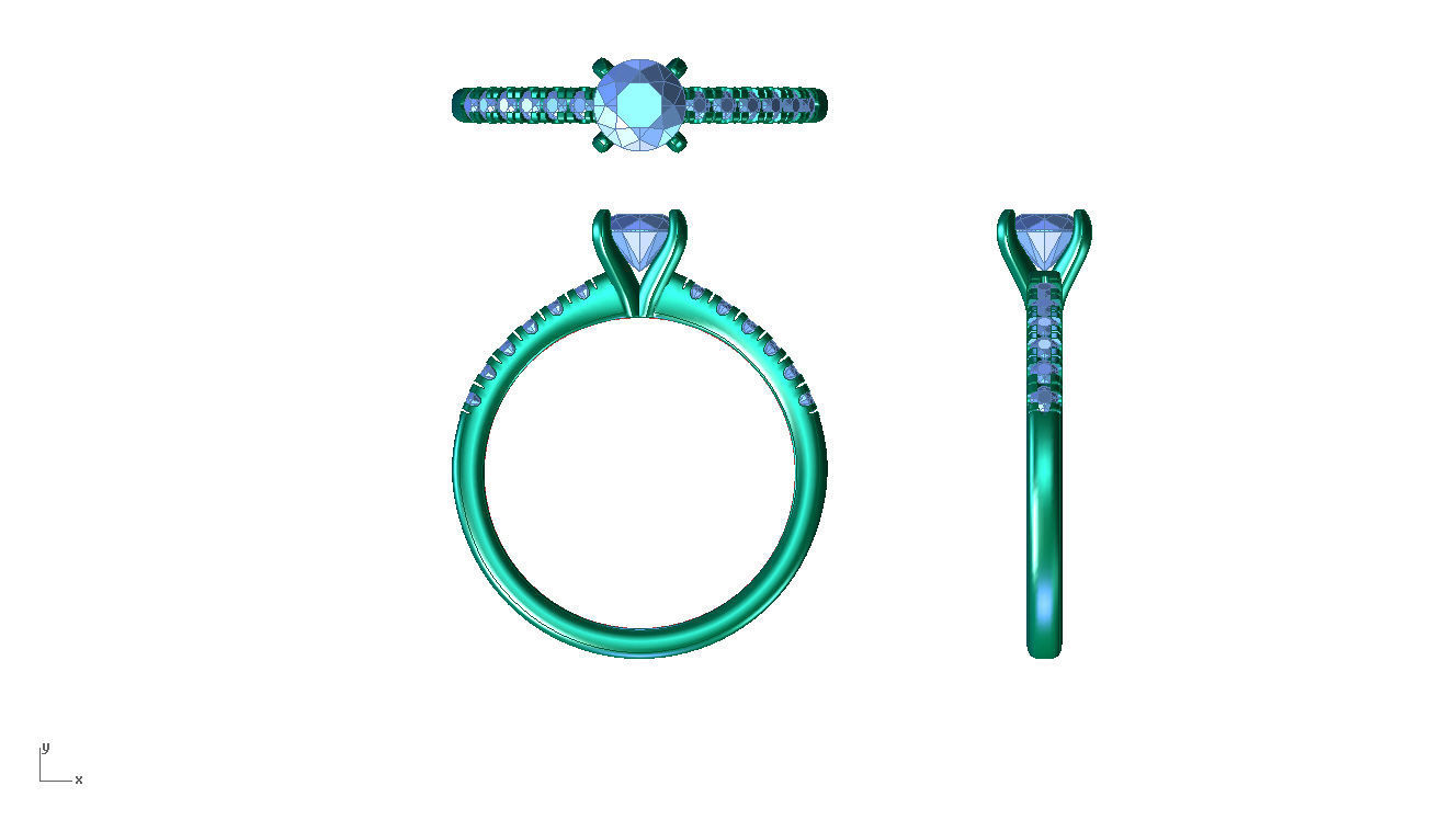 ZDR037 solitaire diamond engagement ring gold 3D print model_6