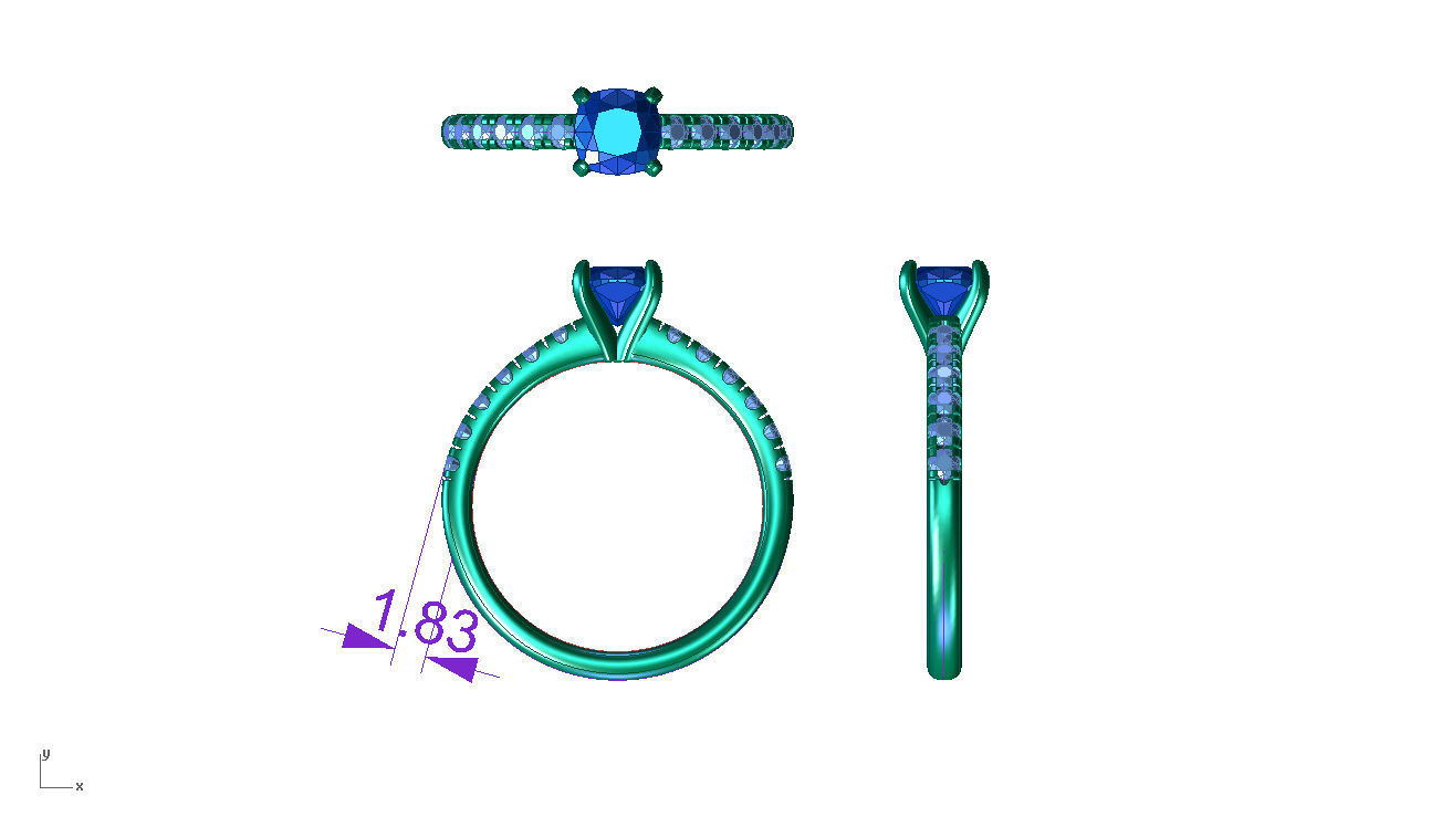 ZDR038 solitaire diamond engagement ring 3D print model_6