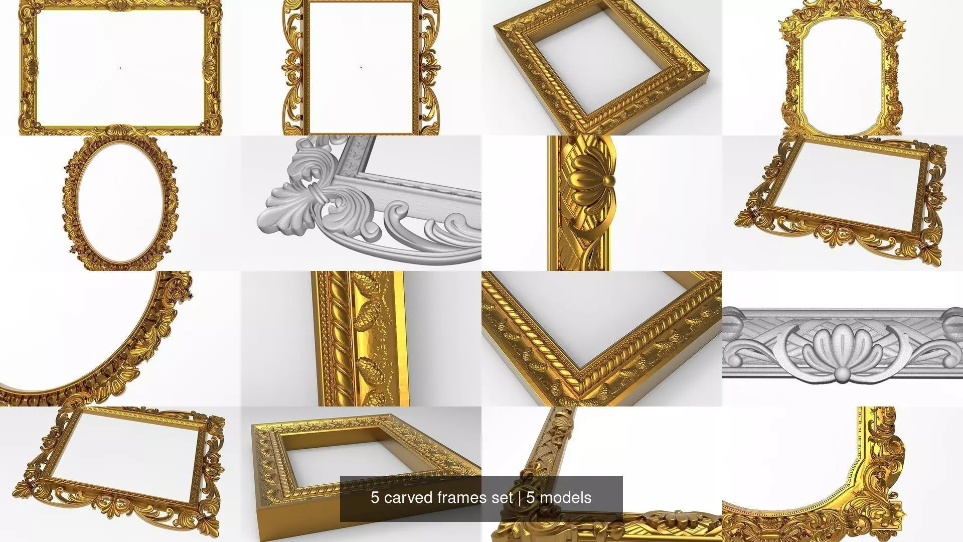 5 carved frames set 3D Model Collection_0